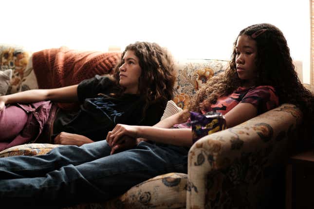 L to R: Zendaya and Storm Reid in Euphoria.