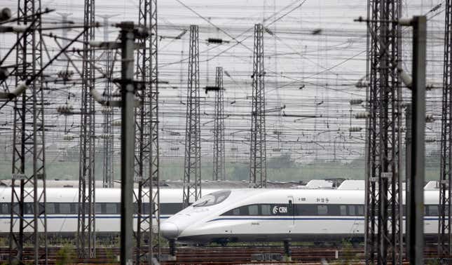 High speed trains at Wuhan Railway Station, Hubei province August 11, 2011. China plans to suspend new railway project approvals and launch safety checks on existing equipment to address growing public concern following a deadly crash between two high-speed trains last month, Premier Wen Jiabao was quoted as saying by state media on Wednesday. Reuters/Stringer