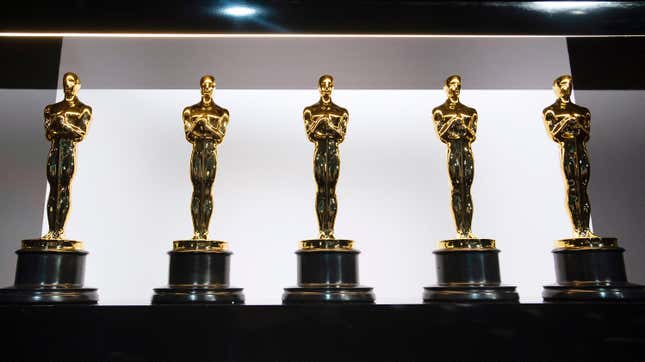 In this handout photo provided by A.M.P.A.S. Oscars statuettes are on display backstage during the 92nd Annual Academy Awards on February 09, 2020. 