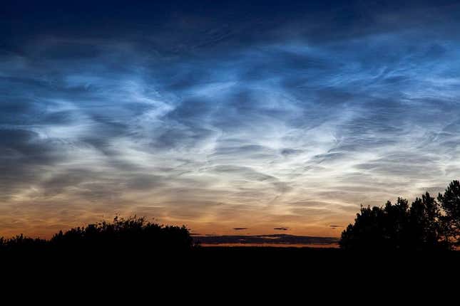 Evening sky with noctilucent clouds