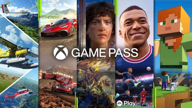 Multiple Xbox Game Pass games displayed with the logo.