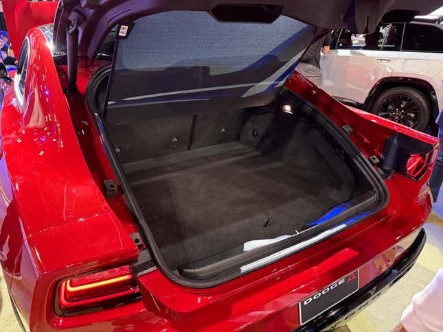 Cargo area of a red 2024 Dodge Charger Daytona EV