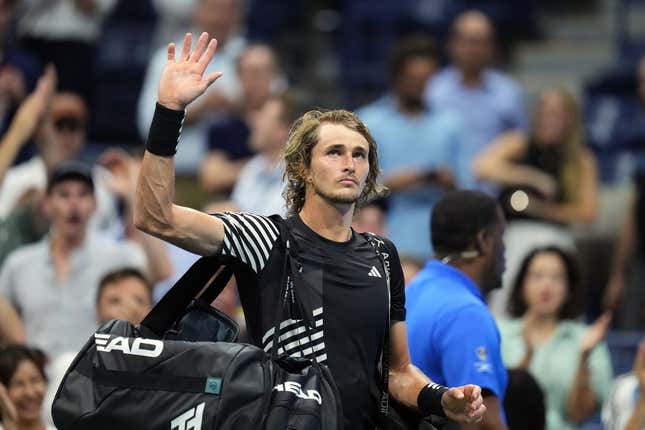 Alexander Zverev of Germany returns the ball to Carlos Alcaraz of Spain  during their semi final match at the Erste Bank Open ATP tennis tournament  in Vienna, Austria, Saturday, Oct. 30, 2021. (