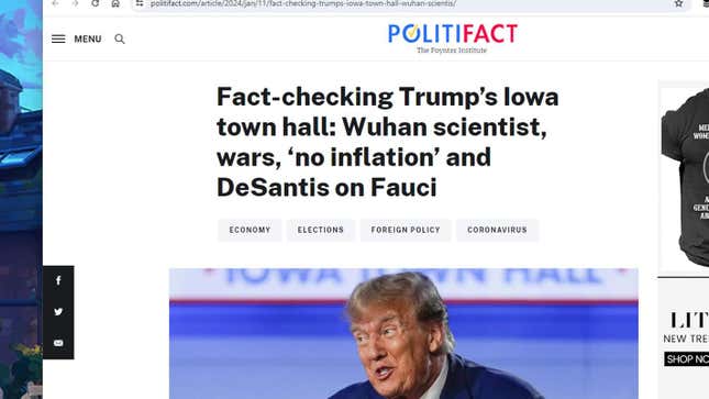 You can click through to fact-checks on the web