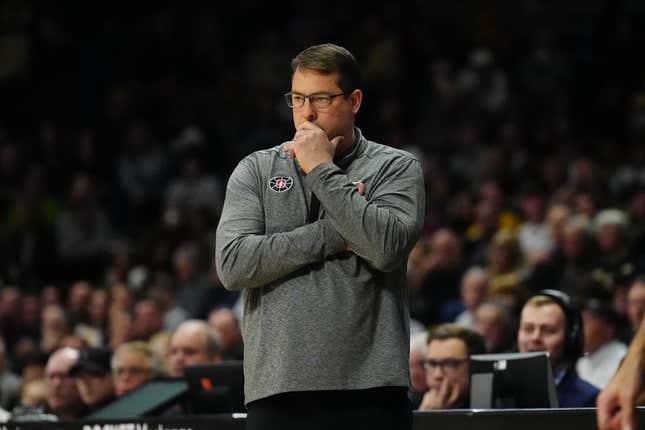 Feb 5, 2023; Boulder, Colorado, USA; Stanford Cardinal head coach Jerod Haase during the first half against the Colorado Buffaloes at the CU Events Center.