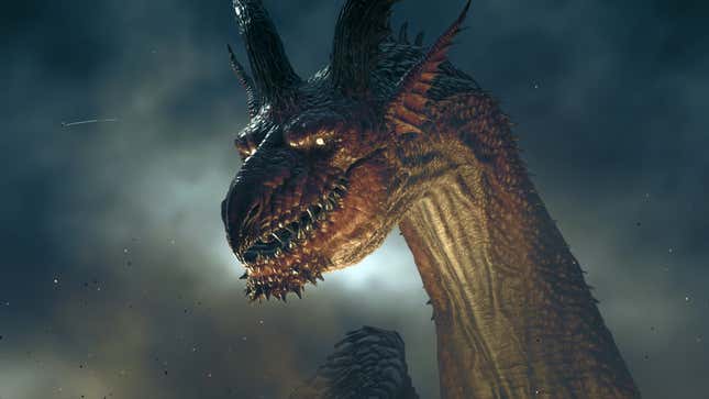 A dragon looking at something off-screen.