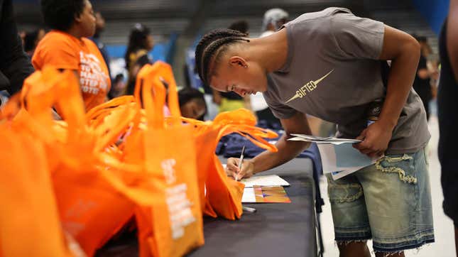 JACKSON, MS - AUGUST 10: Future Jackson State University Tigers gather in the Lee E. Williams Athletics and Assembly Center as they enroll and prepare for a successful move-in for the Fall 2024 semester during the official “Welcome Home to THEE” Move-In Day on Saturday, Aug. 10.