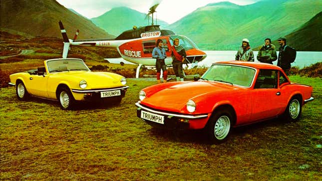 Two Triumph Spitfire sports cars