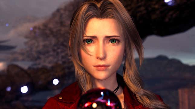 Aerith holds the Black Materia.