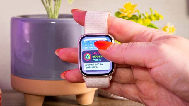 A photo of a person holding the Apple Watch Series 9 