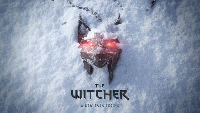 A new Witcher game announced with the emblem half-covered in snow.