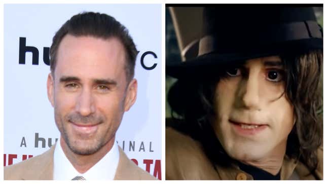 Joseph Fiennes, links; Joseph Fiennes als Michael Jackson.