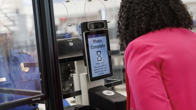 A Credential Authentication Technology (CAT-2) identity verification machine is demonstrated to a member of the media at a Transportation Security Administration (TSA) security checkpoint at Baltimore-Washington Airport (BWI) in Baltimore, Maryland, US, on Wednesday, April 26, 2023.