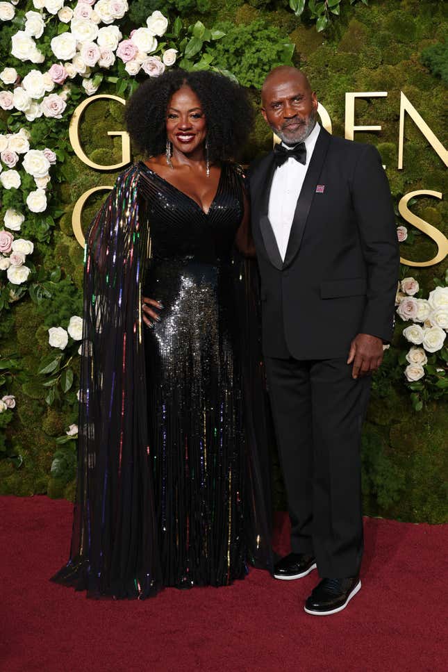 Viola Davis and husband Julius Tennon attend the 82nd Annual Golden Globe Awards at The Beverly Hilton on January 05, 2025 in Beverly Hills, California.