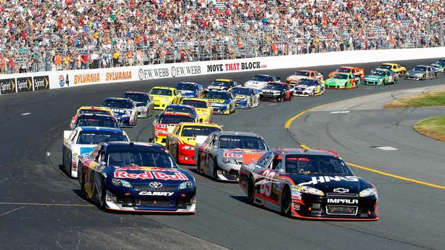 A photo of Nascar racers in 2011. 