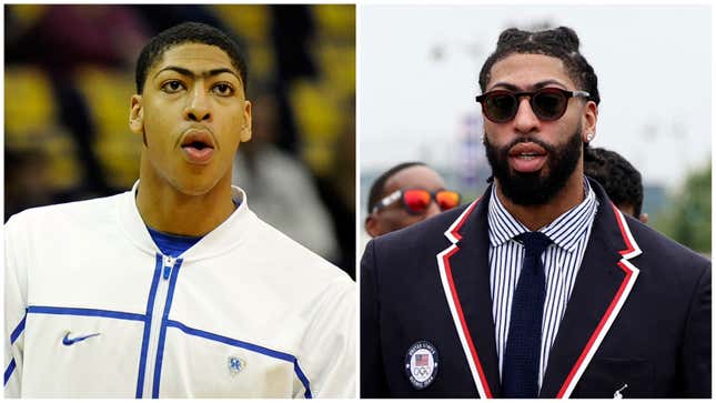 Anthony Davis en 2012; Anthony Davis en 2024.