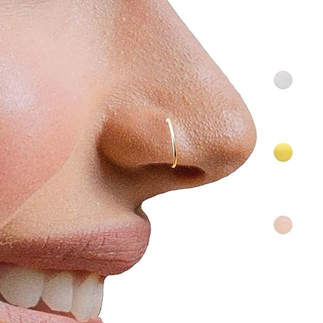 Image for article titled Small Gold Nose Ring Hoop for Women, Now 15% Off