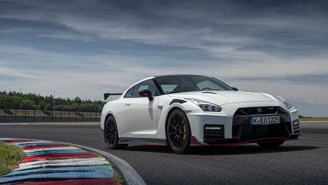 A white Nissan GT-R supercar 