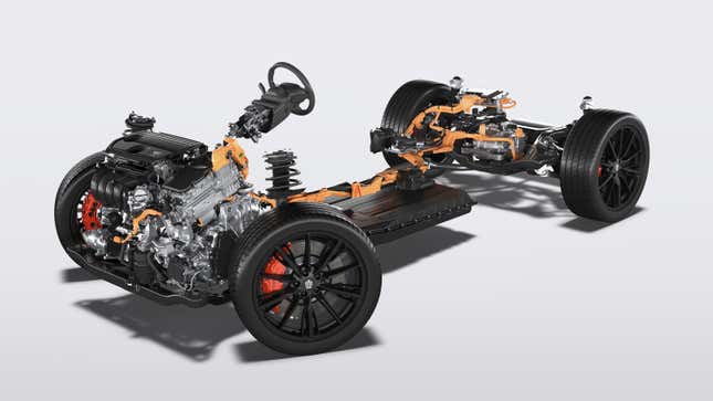 Image of the Toyota Crown Sport PHEV's chassis and powertrain