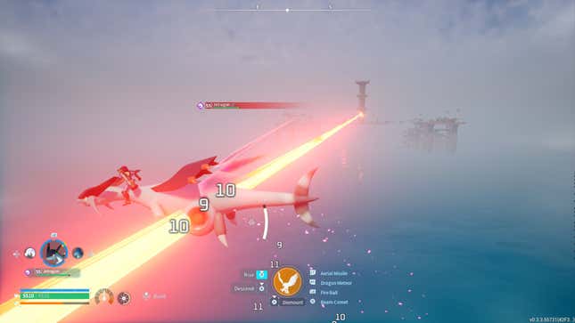 The laser hits the flying companion.