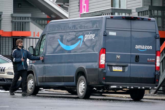 FILE - An Amazon Prime driver makes a delivery in Pittsburgh on Monday, Jan. 23, 2023. The Wisconsin Supreme Court dismissed a lawsuit Tuesday, March 26, 2024, brought by Amazon’s logistics subsidiary, which had sought to overturn a lower court&#39;s ruling that it had misclassified delivery drivers as independent contractors instead of employees. (AP Photo/Gene J. Puskar, file)