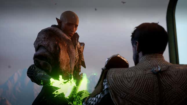 Solas removes the Inquisitor's hand.