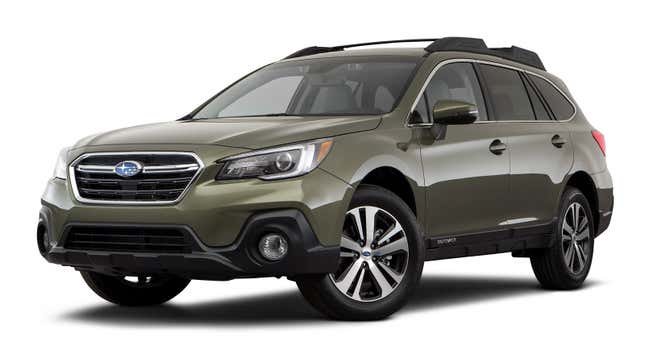 A green Subaru Outback SUV