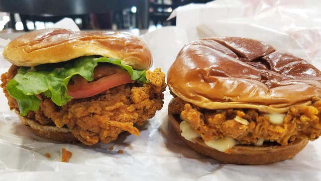 Jollibee's Spicy Deluxe Chicken Sandwich and Original Chicken Sandwich