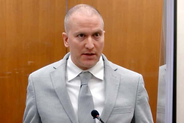 Former Minneapolis police Officer Derek Chauvin addresses the court as Hennepin County Judge Peter Cahill presides over Chauvin’s sentencing at the Hennepin County Courthouse in Minneapolis June 25, 2021. Chauvin appears to be on the verge of pleading guilty to violating George Floyd’s civil rights. A federal docket entry on Monday, Dec. 13, 2021 showed that a hearing has been scheduled for Wednesday for Chauvin to change his current not-guilty plea in the case. The court system also sent out instructions for media to attend the hearing.