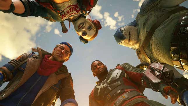Suicide Squad characters look at the game's dwindling player numbers. 