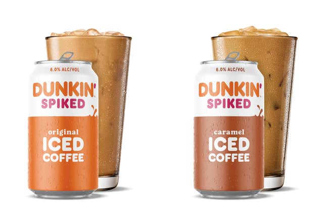 Dunkin' Spiked Original and Caramel Iced Coffees.
