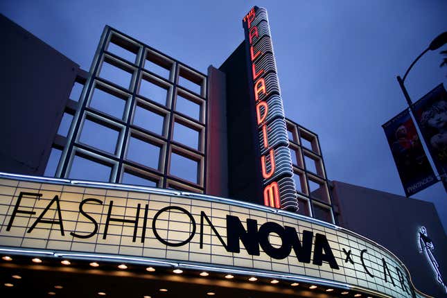 LOS ANGELES, CA - MAY 08: Signage is seen as Fashion Nova Presents: Party With Cardi at Hollywood Palladium on May 8, 2019 in Los Angeles, California.
