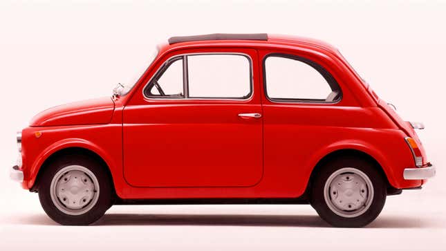 A red Fiat 500 from the 1960s 