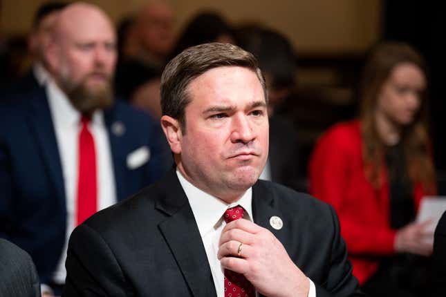 Missouri Attorney General Andrew Bailey arrives to testify during the House Homeland Security Committee hearing