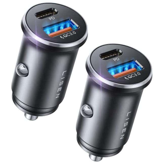 LISEN 48W USB C Car Charger Adapter [2 Pack] [Mini & Metal] Cigarette Lighter USB Charger Fast Charging [PD QC 3.0] USBC Car Phone Charger for iPhone 15 Pro Max Plus 14 Samsung Galaxy S24 iPad Pro, Now 33% Off