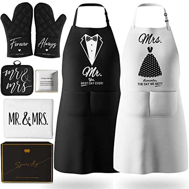 Image for article titled Mr and Mrs Aprons for Couples Gifts, Now 25% Off