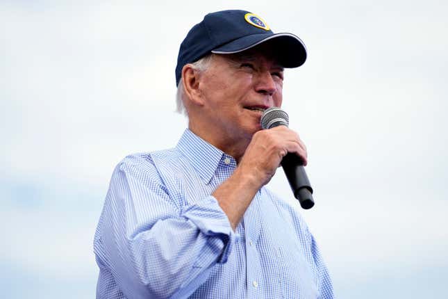 President Joe Biden speaks during a Labor Day event at the Sheet Metal Workers Local 19, in Philadelphia, Monday, Sept. 4, 2023. (AP Photo/Matt Rourke)