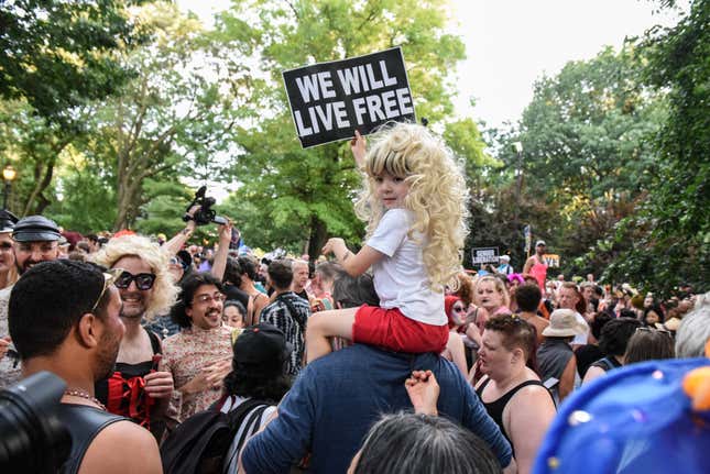 Image for article titled New York City's Drag March Brought the Glamour, Glitter, Feathers, and Leather