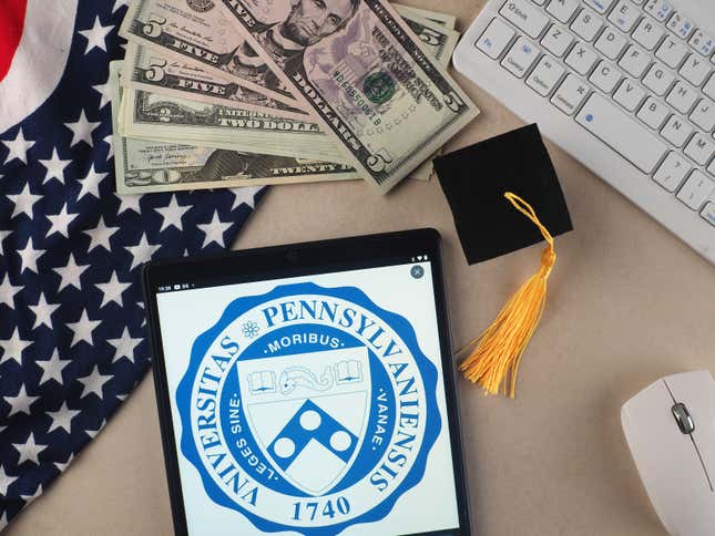 University of Pennsylvania logo on a tablet.