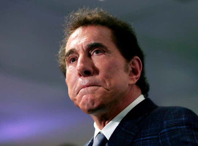 FILE - Casino mogul Steve Wynn pauses at a news conference in Medford, Mass., on March 15, 2016. The Nevada Supreme Court on Thursday, Feb 8, 2024, dismissed a defamation lawsuit against The Associated Press based on a story about accounts to Las Vegas police from two women who alleged sexual misconduct by former casino mogul Wynn.(AP Photo/Charles Krupa, File)