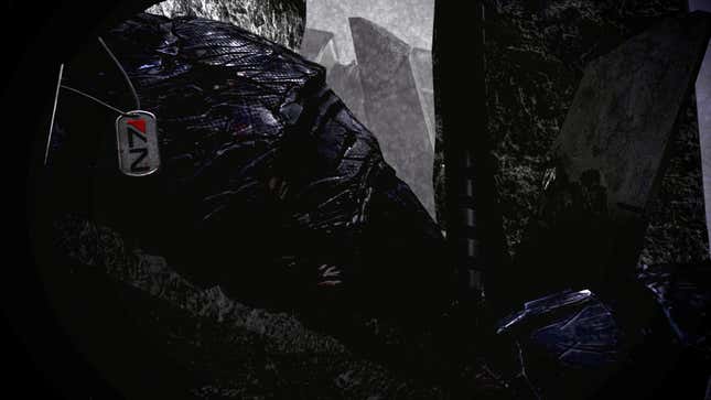 Shepard lies underneath the rubble.