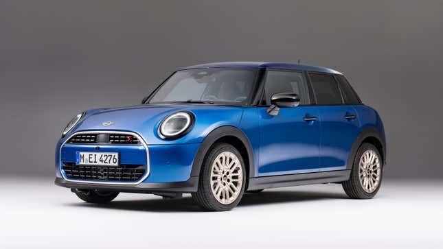 A studio shot of the new Cooper S 5 door in blue 