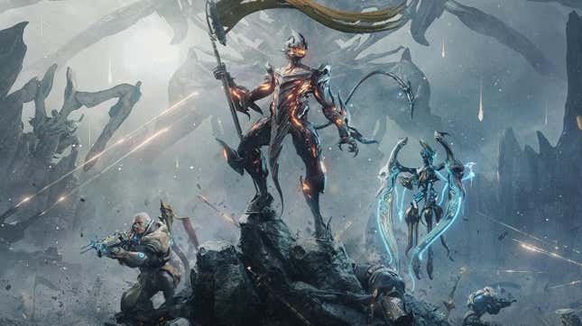 Tenno make their last stand on a battlefield.