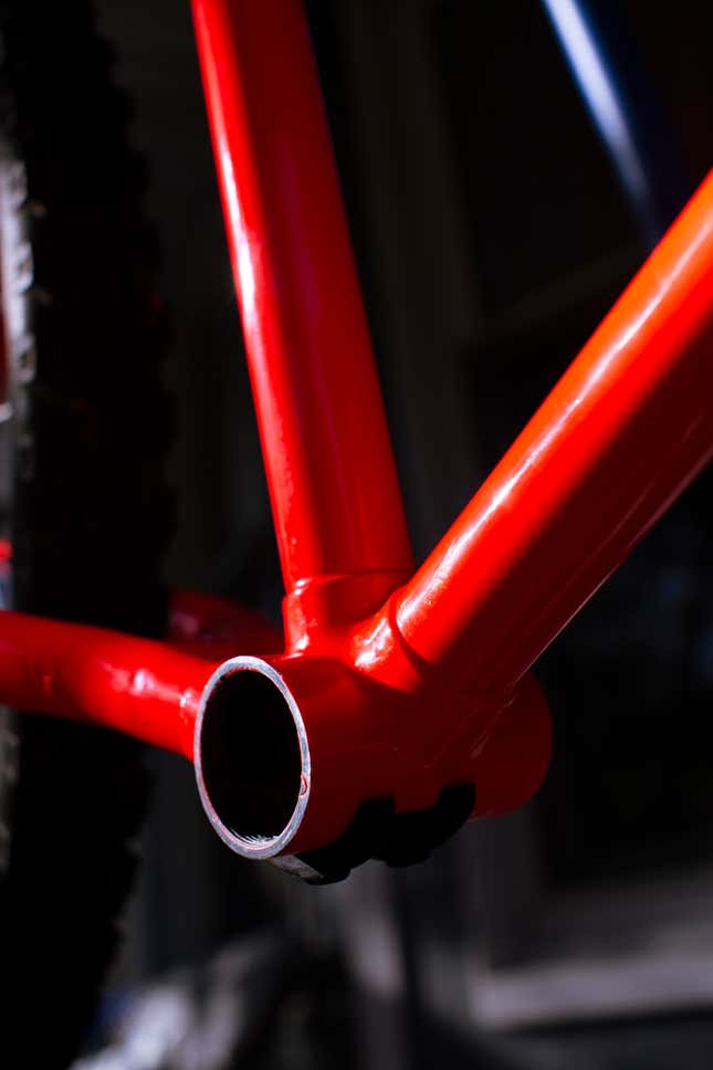 The “faced” bottom bracket surface, ready for installation.