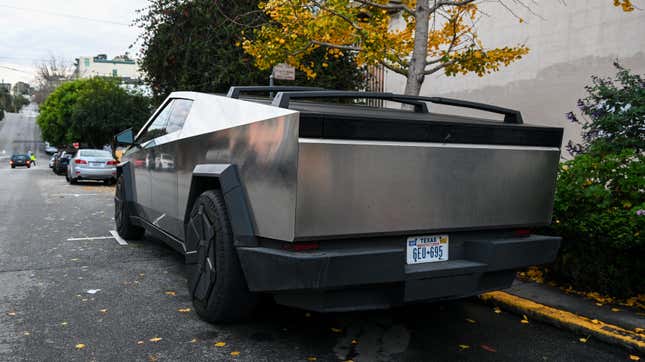  A view of a Tesla Cybertruck parked in Noe Valley of San Francisco, California, United States on January 6, 2024.