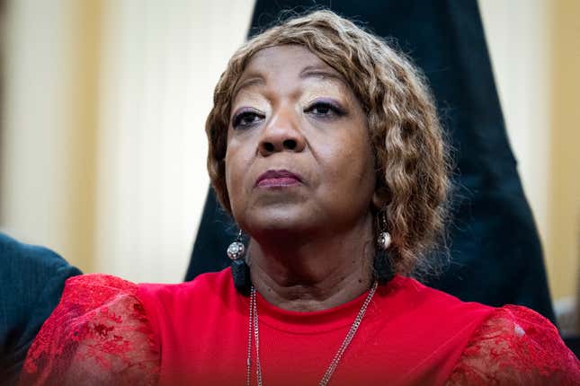 Ruby Freeman, the mother of Wandrea ArShaye “Shaye” Moss, a Fulton County, Ga., elections worker, attends the Select Committee to Investigate the January 6th Attack on the United States Capitol fourth hearing to present previously unseen material and hear witness testimony in Cannon Building, on Tuesday, June 21, 2022. Their family received threats after being accused of a ballot scam.