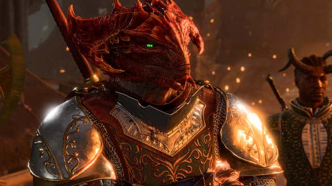 That’s Wyll in the background behind my Dragonborn. Don’t mind the horns, that’s Warlock business. Rude of you to even ask tbh.