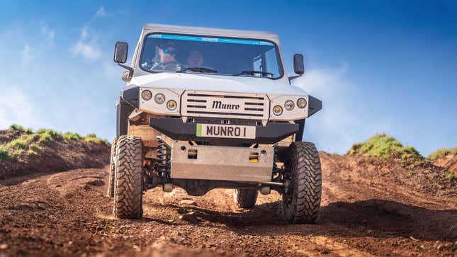 A photo of the front end of the Munro electric SUV prototype.
