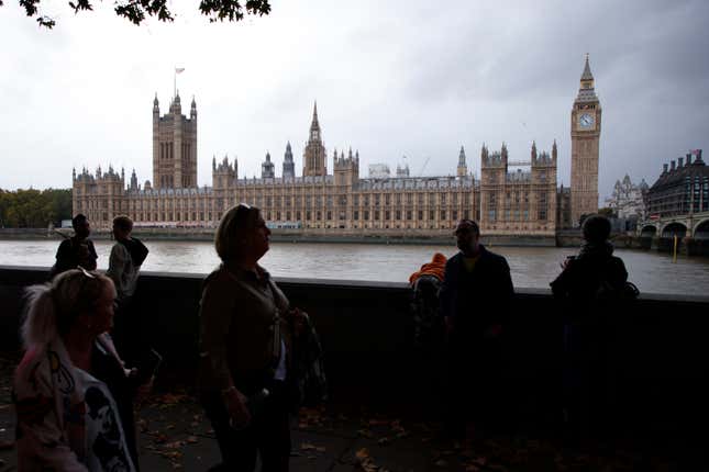 FILE - A general view of the Houses of Parliament at sunrise in London, on Oct. 21, 2022. Russia&#39;s intelligence services targeted high-profile British politicians, civil servants and journalists with cyberespionage and “malicious cyberactivity” as part of sustained attempts to interfere in U.K. political processes, Britain&#39;s government said Thursday Dec. 7, 2023. (AP Photo/David Cliff, File)