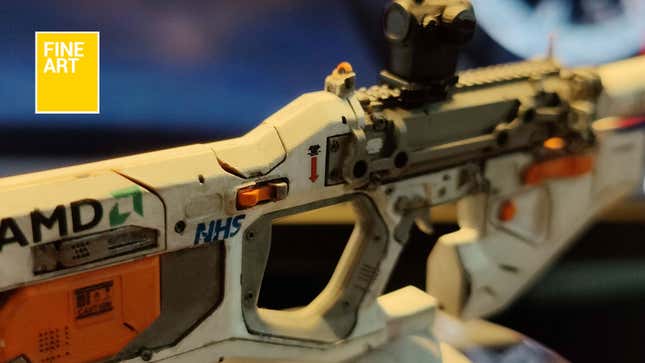 a 3D-printed model of a science-fiction rifle.